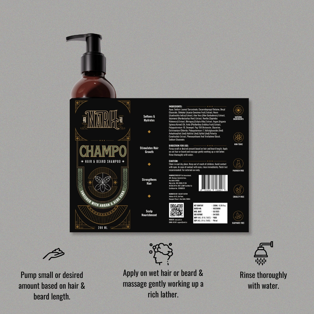 CHAMPO | Argan Oil &amp; Aloe Vera Hair &amp; Beard Shampoo