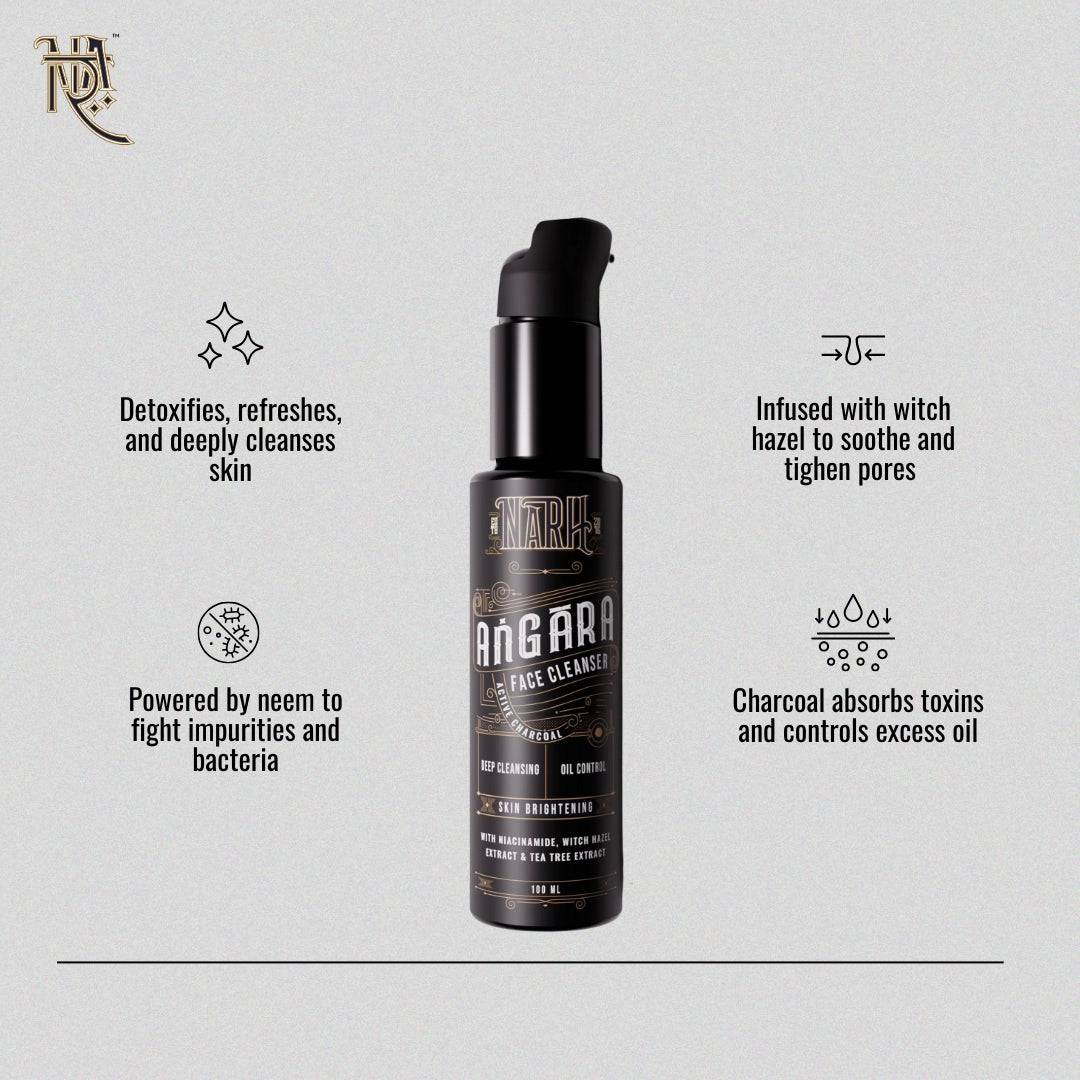 ANGARA | Active Charcoal &amp; Witch Hazel Extract facewash For Men 4 benefits - Narh